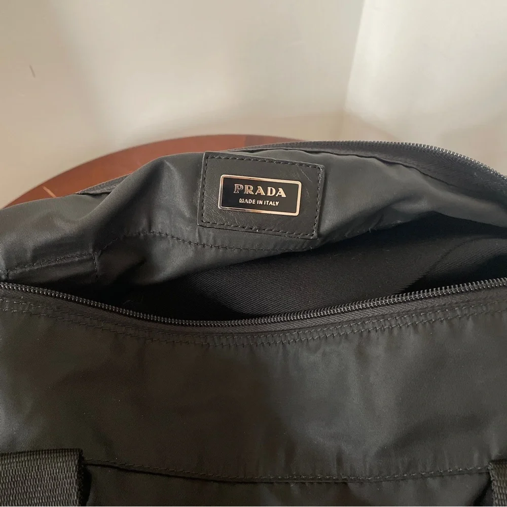 Prada Vintage Nylon Black Duffel Travel Bag Carry On Authentic Vintage - Picture 9 of 15
